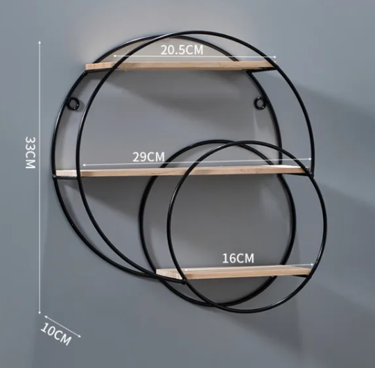 Étagère murale noire en bois et métal en forme circulaire  - LALY